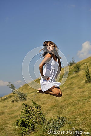 Cute girl jumping Stock Photo