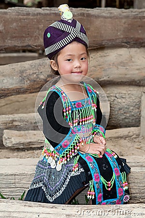 Cute girl from Laos Hmong Stock Photo