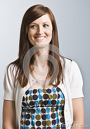 Cute girl looking left Stock Photo