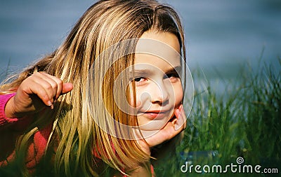 Cute girl outdoors Stock Photo