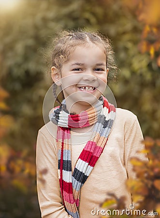 Cute girl outside in autumn Stock Photo