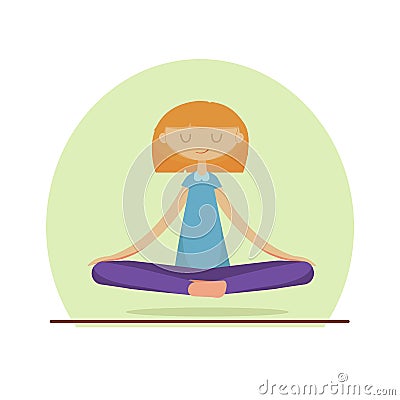 A cute Girl Practicing Yoga. Vector Illustration