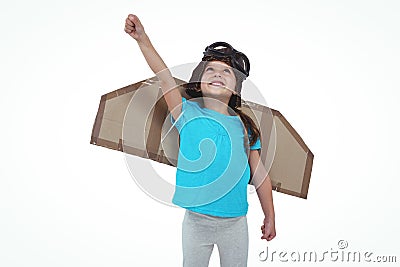 Cute girl pretending to be pilot Stock Photo