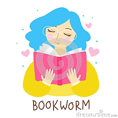 Cute girl is reading a book Vector Illustration