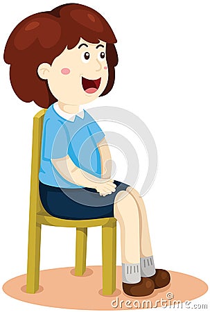 Cute girl sitting on the chair Vector Illustration