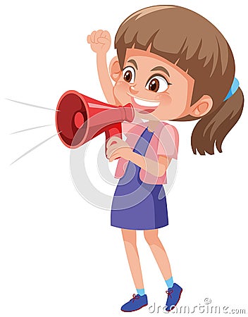 Cute girl speaking loud Vector Illustration