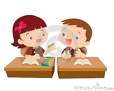 Cute girl student giving for friend Vector Illustration