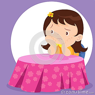 Cute girl waiting alone Vector Illustration