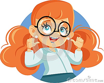 Cute Girl Wearing Braces Cartoon Character Vector Illustration