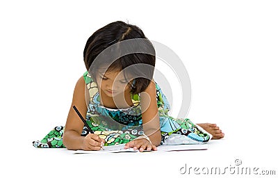 Cute girl writing Stock Photo