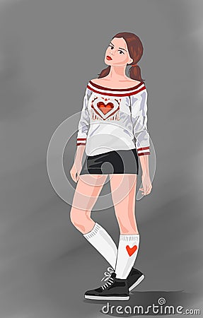 Cute girl ,young cute girl dressed up in sportswear, cute girl, style, just girl, pretty girl, Stock Photo