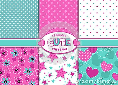 Cute girlish patterns Stock Photo