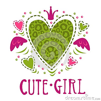 Cute girlish vector illustration Vector Illustration