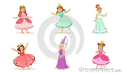 Cute girls in the image of princesses. Vector illustration Vector Illustration