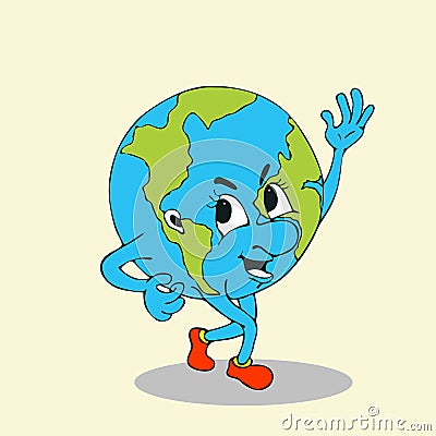 Cute globe cartoon Vector Illustration