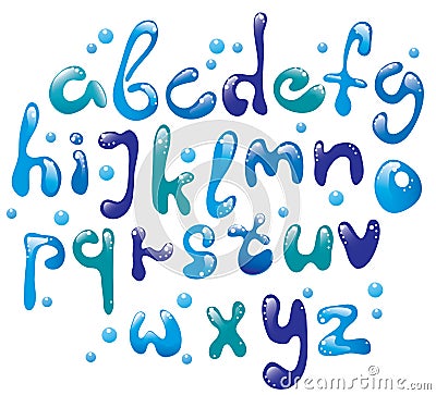 Cute glossy blue alphabet Vector Illustration