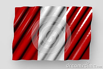 cute glossy flag of Peru with large folds lay isolated on grey - any occasion flag 3d illustration Cartoon Illustration