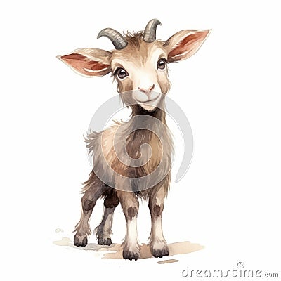 Cute Goat Watercolor Illustration By Noah Bradley And Patricia Piccinini Stock Photo