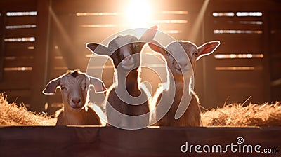 cute goats in the barn on the farm Stock Photo