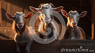 cute goats in the barn on the farm Stock Photo