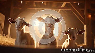 cute goats in the barn on the farm Stock Photo