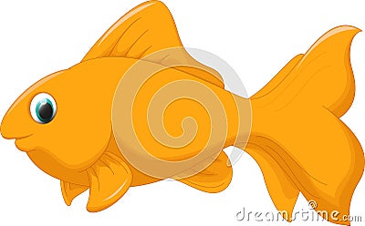 Cute golden fish cartoon Vector Illustration