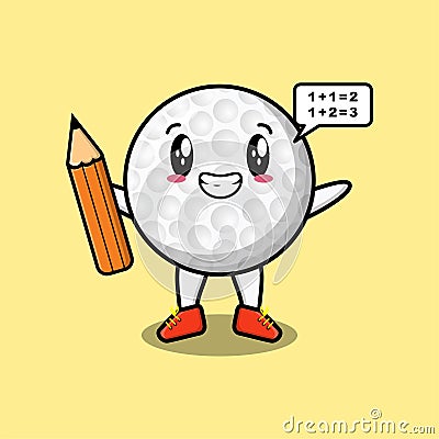 Cute golf ball cartoon character with different expressions Vector Illustration