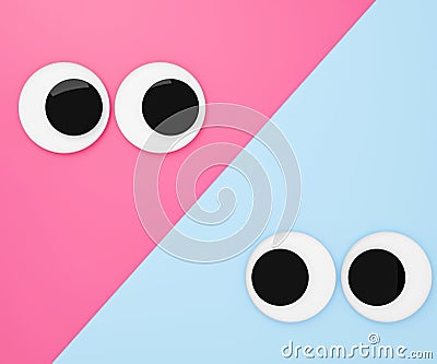 Cute googly eyes funny Isolated on blue Stock Photo