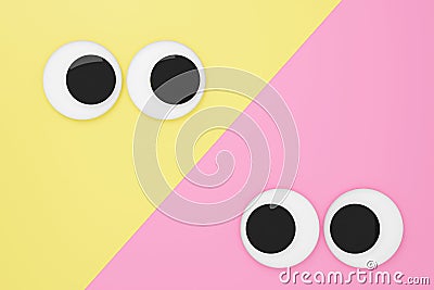 Cute googly eyes funny Isolated on yellow Stock Photo