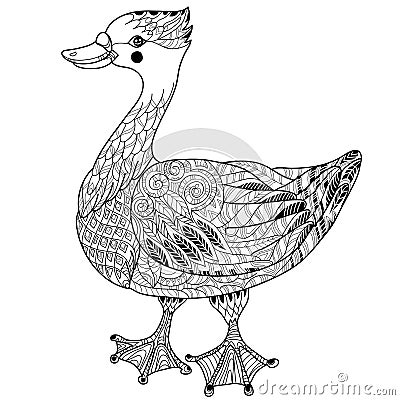 Cute goose hand drawn doodle .Bird collection. Vector Illustration