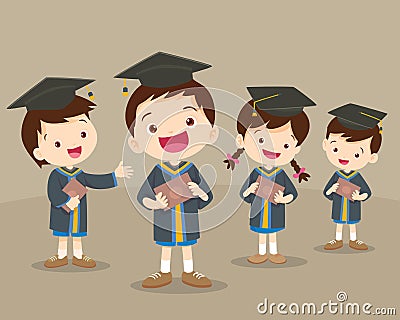 Cute graduation students Vector Illustration