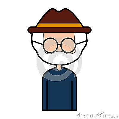 Cute grandfather avatar character Vector Illustration