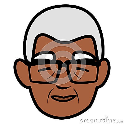 Cute grandfather black head character Vector Illustration