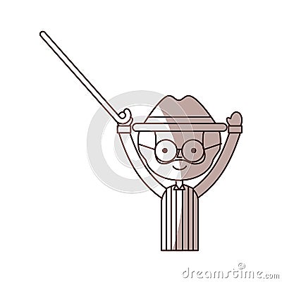 Cute grandfather with cane avatar character Vector Illustration