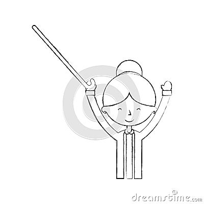 Cute grandmother with cane avatar character Vector Illustration