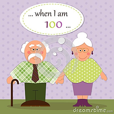 Cute Grandparents Day card with funny characters of Grandfather and Grandmother Vector Illustration