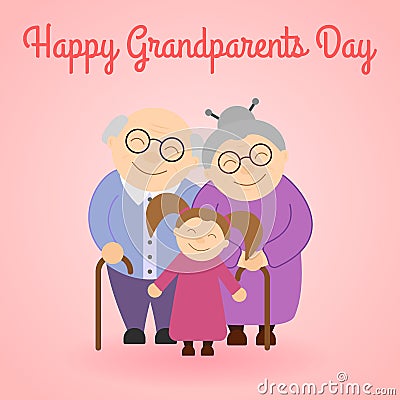 Cute grandparents with granddaughter Vector Illustration