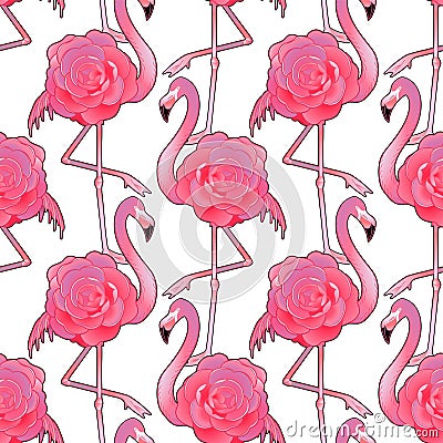 Cute graphic flamingo pattern Vector Illustration