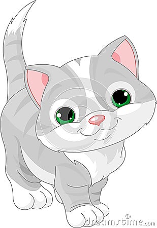 Cute gray kitten Vector Illustration