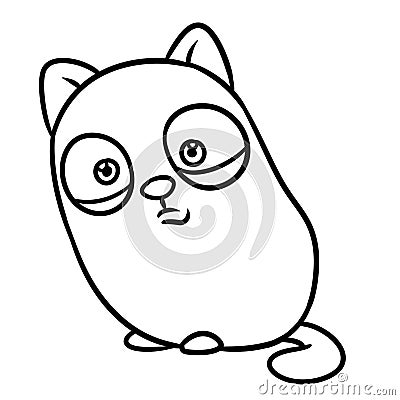 Cute gray kitten parody caricature animal character coloring page Cartoon Illustration