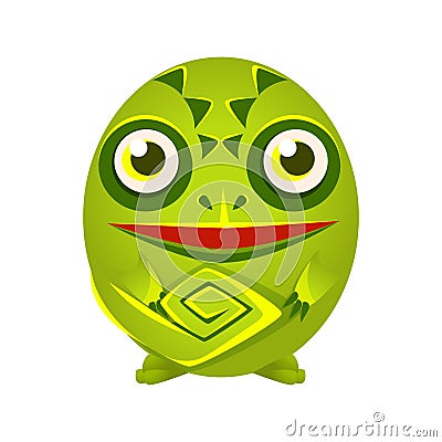 Cute green chameleon geometric amphibian, colorful cartoon character vector Illustration Vector Illustration