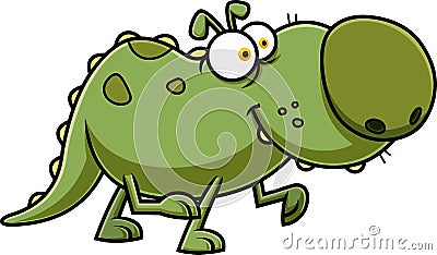 Cute Green Dino Dog Cartoon Character Walking Vector Illustration