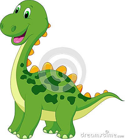 Cute green dinosaur cartoon Vector Illustration