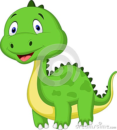 Cute green dinosaur cartoon Vector Illustration