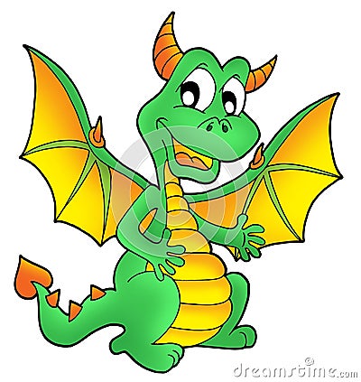 Cute green dragon Cartoon Illustration