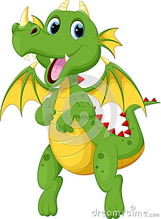 Cute green dragon cartoon Cartoon Illustration