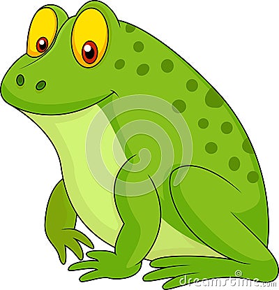 Cute green frog cartoon Vector Illustration