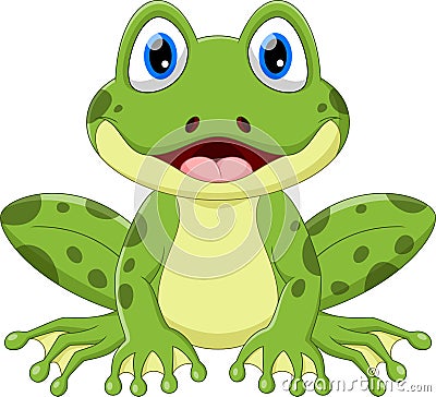 Cute green frog cartoon Stock Photo