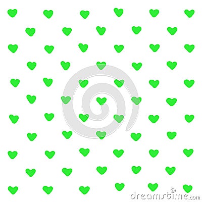 Cute green hearts abstract background. Geometric texture heart shapes. For pattern, greeting card, t shirt print, graphic designer Vector Illustration