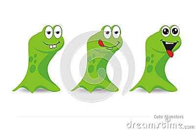 Cute green monsters Stock Photo